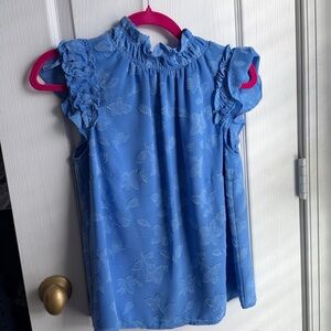 CeCe Blue Ruffle Sleeve Kids Top
